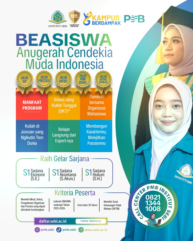 PENERIMAAN MAHASISWA BARU INSTITUT SEBI TA 2026/2027